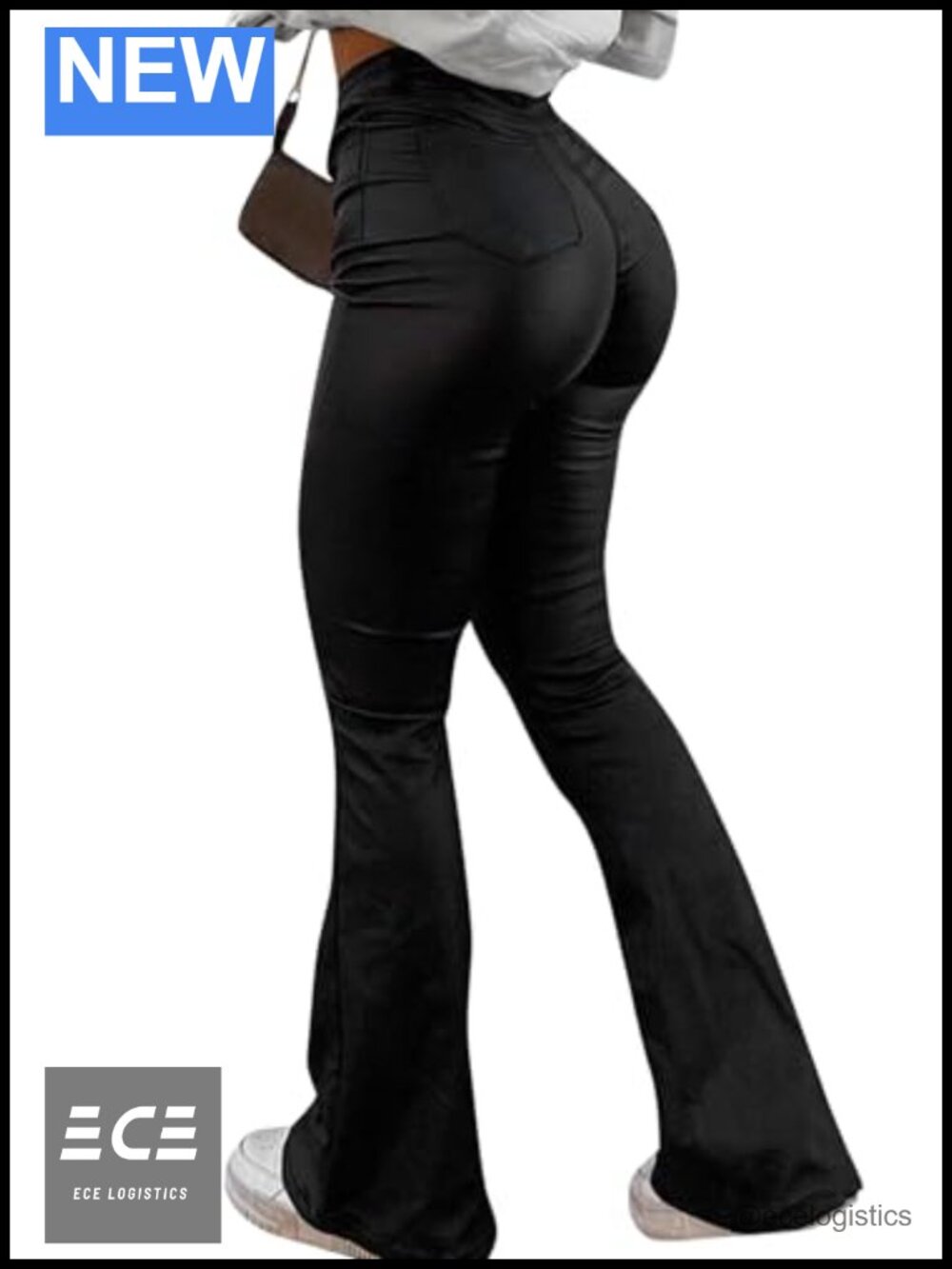 Faux Leather Butt Lifting Flare Leggings High Waist Bell Bottom Pants